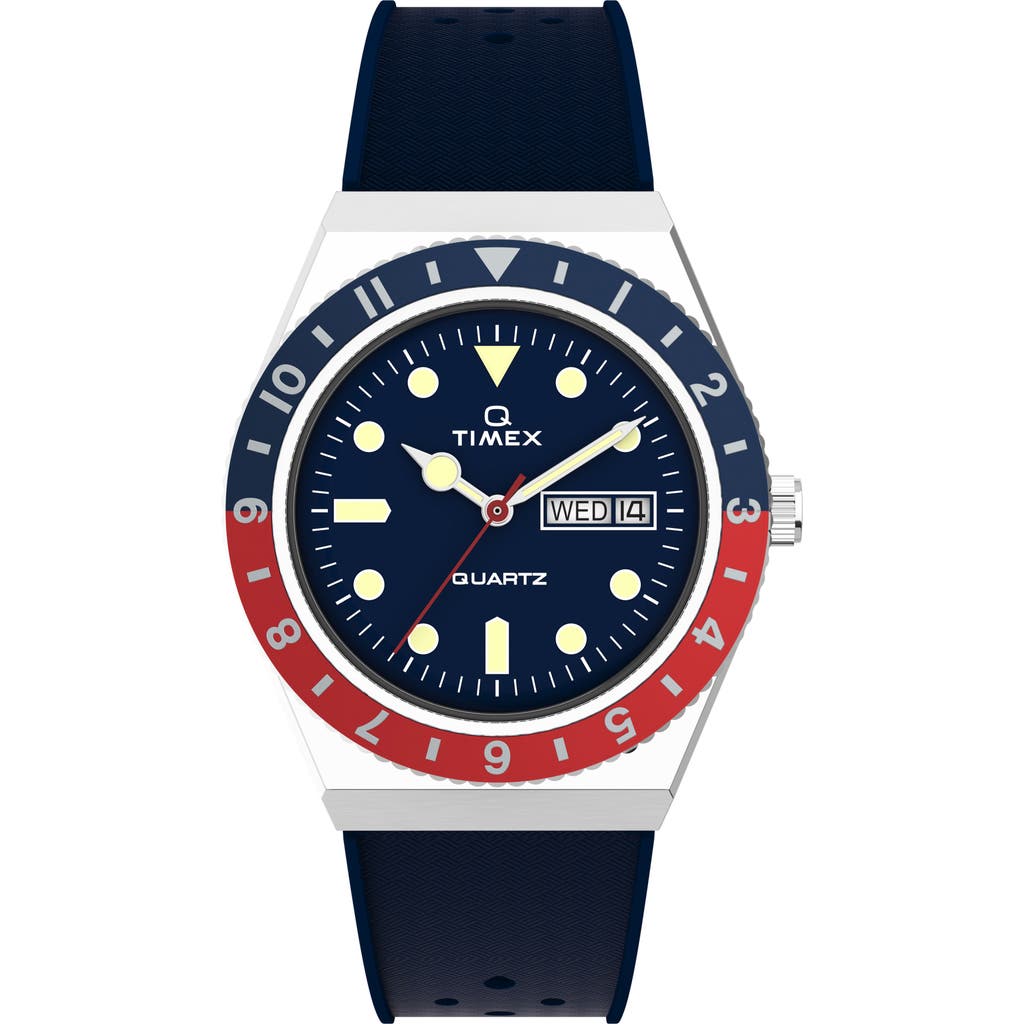 Timex ® Q  Silicone Strap Watch, 38mm In Blue