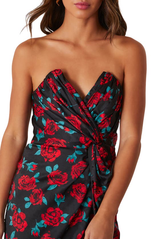 Shop Vici Collection Lovestruck Floral Strapless Dress In Black Multi