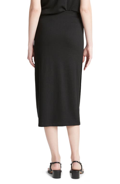 Vince Side Drape Knit Midi Skirt In Black