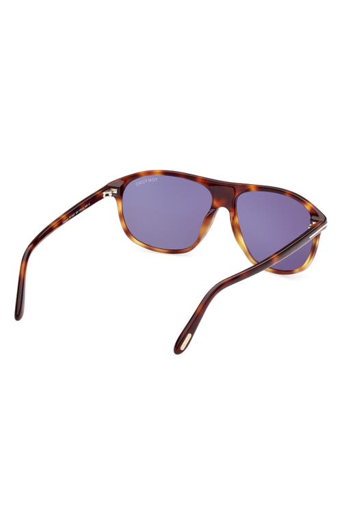 Shop Tom Ford Prescott 60mm Square Sunglasses In Shiny Blonde Havana/blue