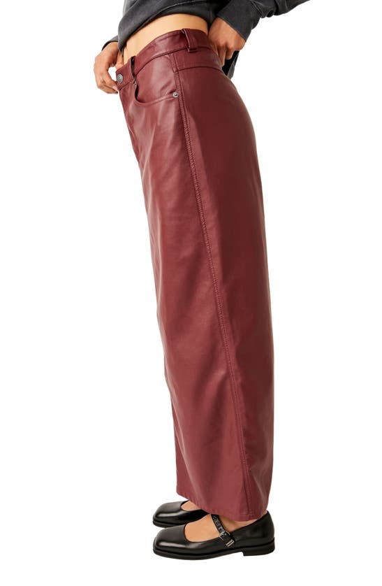 Free People City Slicker Faux Leather Maxi Skirt In Red Jasper