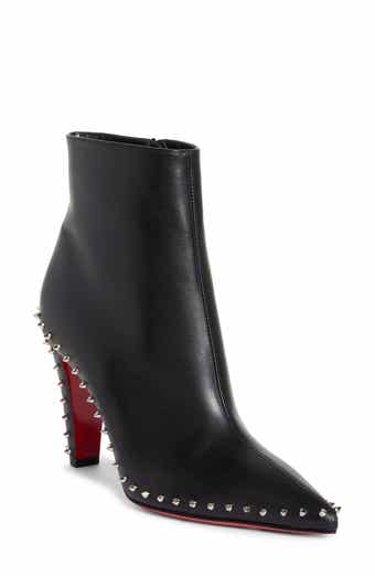 Christian Louboutin Outline Spike Red Sole Ankle Booties Black