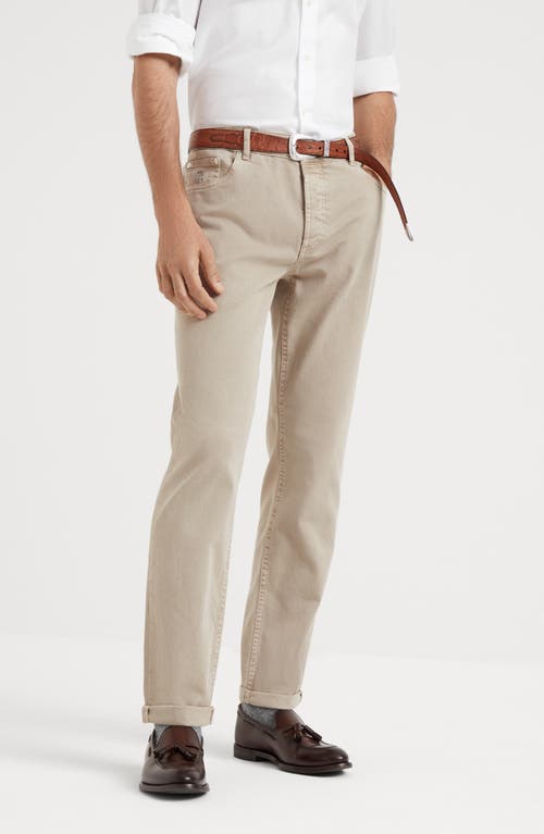 Shop Brunello Cucinelli Dyed Denim Trousers In Light Brown