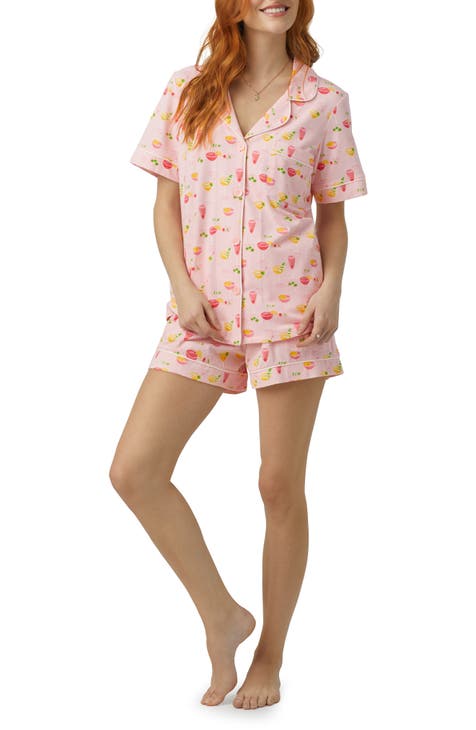 MintLimit Women's Pajamas Floral V-neck Button Down Short Sleeve Shirt and  Shorts Sleepwear Pjs Lounge Set