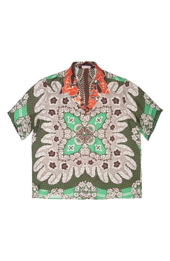 VALENTINO BANDANA PRINT SILK BOWLING SHIRT