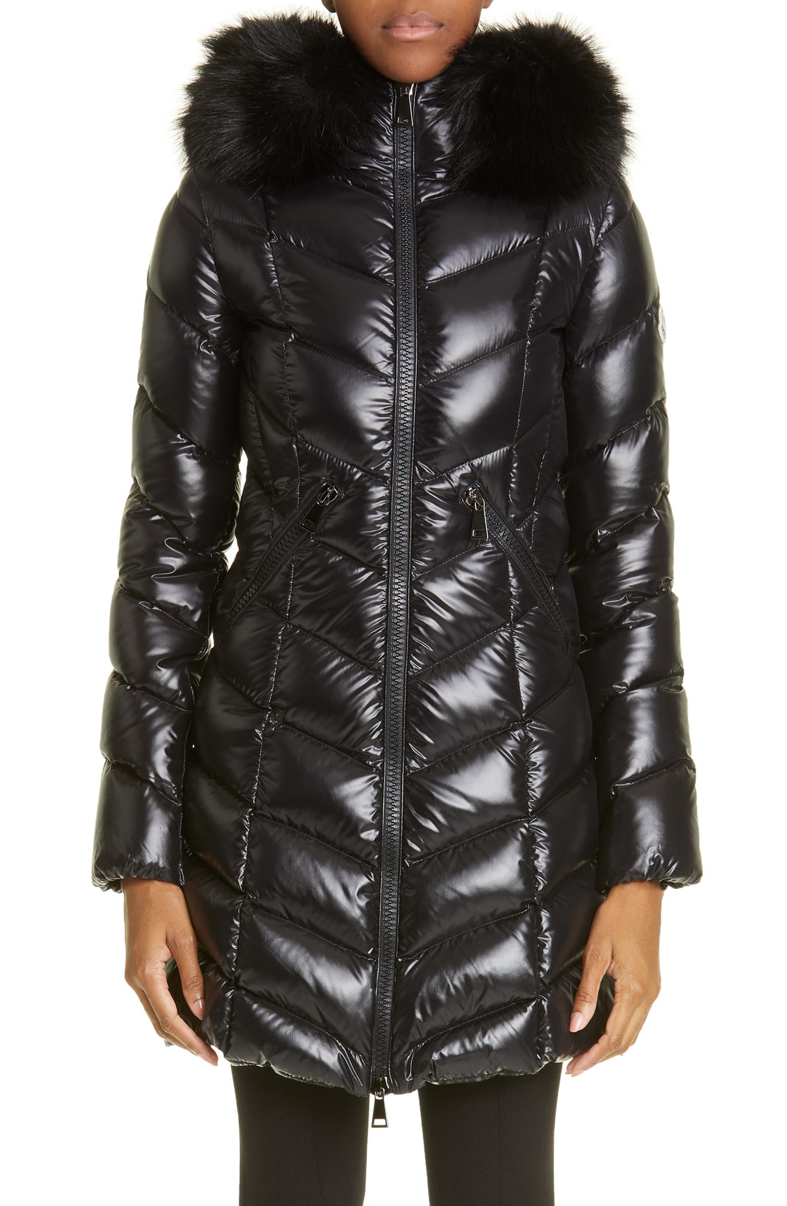 Moncler Fulmarre Quilted black coat with fur