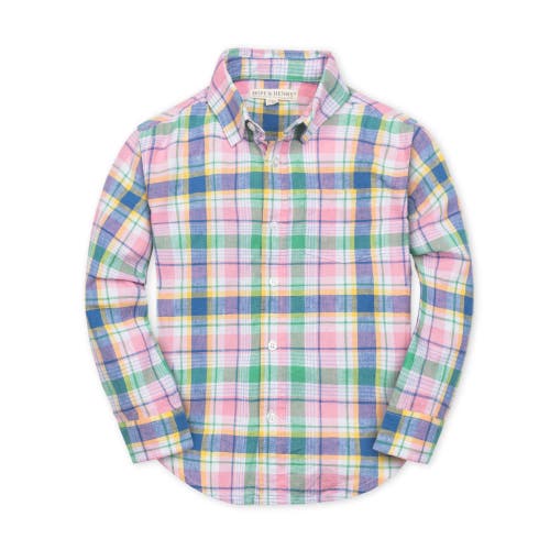 Hope & Henry Boys' Long Sleeve Linen Button Down Shirt, Infant In Flower Show Plaid