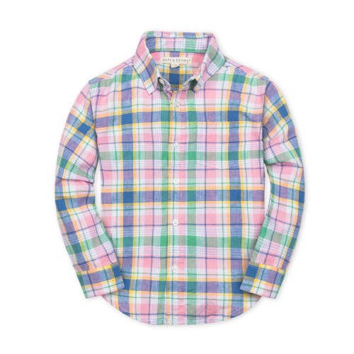 Hope & Henry Boys' Long Sleeve Linen Button Down Shirt, Kids In Flower Show Plaid