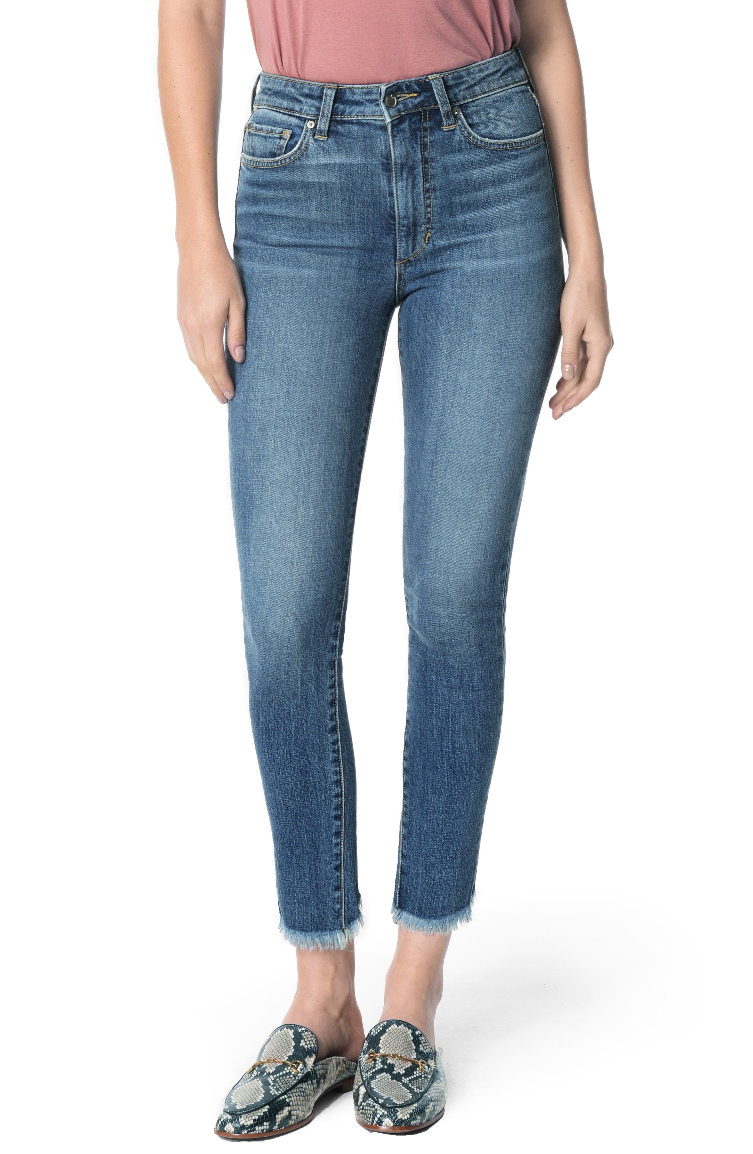 Joe's Charlie High Waist Frayed Split Hem Ankle Skinny Jeans (Taraji