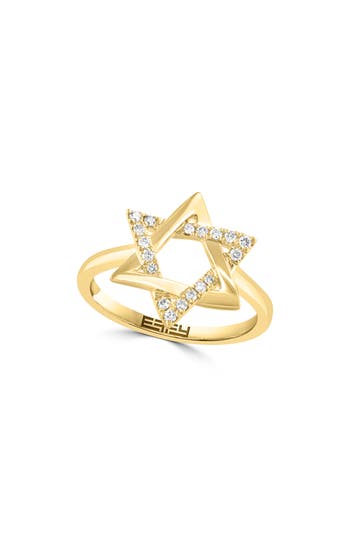 Effy 14k Yellow Gold Diamond Star Of David Ring In Gold