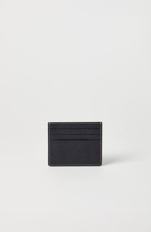 Shop Brunello Cucinelli Grained Calfskin Mini Card Case In Black