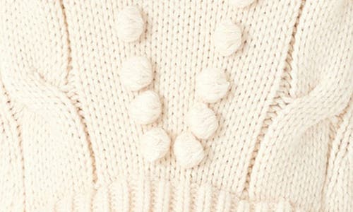 English Factory Mixed Media Cable Stitch Sweater In Cream/white