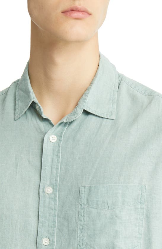 Shop Rails Mykonos Linen Blend Button-up Shirt In Jade