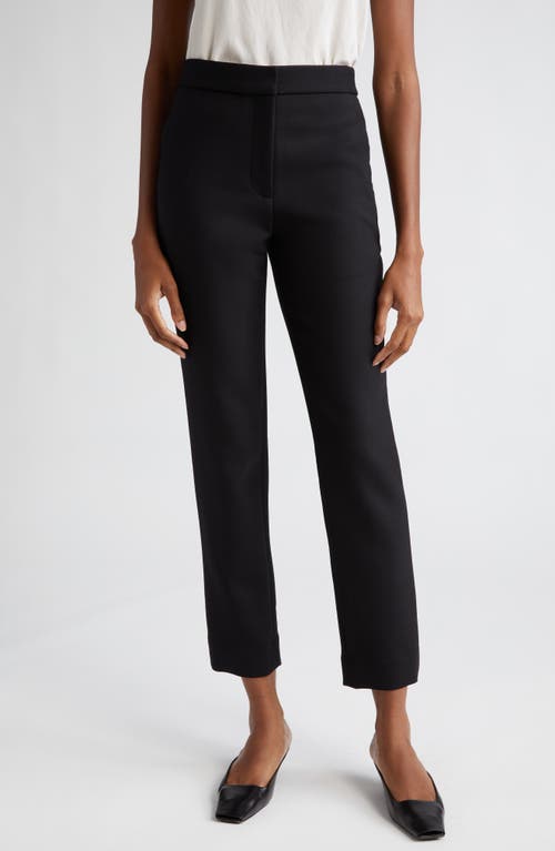 Adam Lippes High Waist Double Face Stretch Wool Ankle Pants in Black at Nordstrom, Size 4