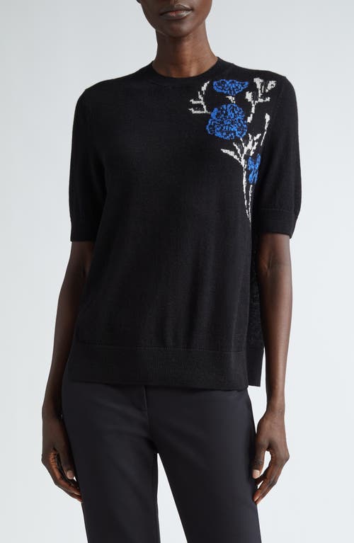 LAFAYETTE 148 LAFAYETTE 148 NEW YORK FLORAL JACQUARD DETAIL CASHMERE & SILK SWEATER 