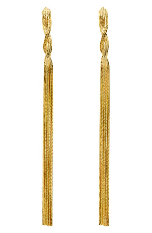 Braided Dangley Linear Drop Earrings in Gold