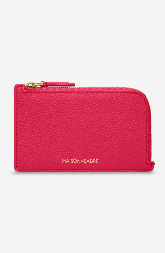 Shop Maison De Sabre Maison De Sabré Leather Zip Card Holder In Shibuya Fuchsia