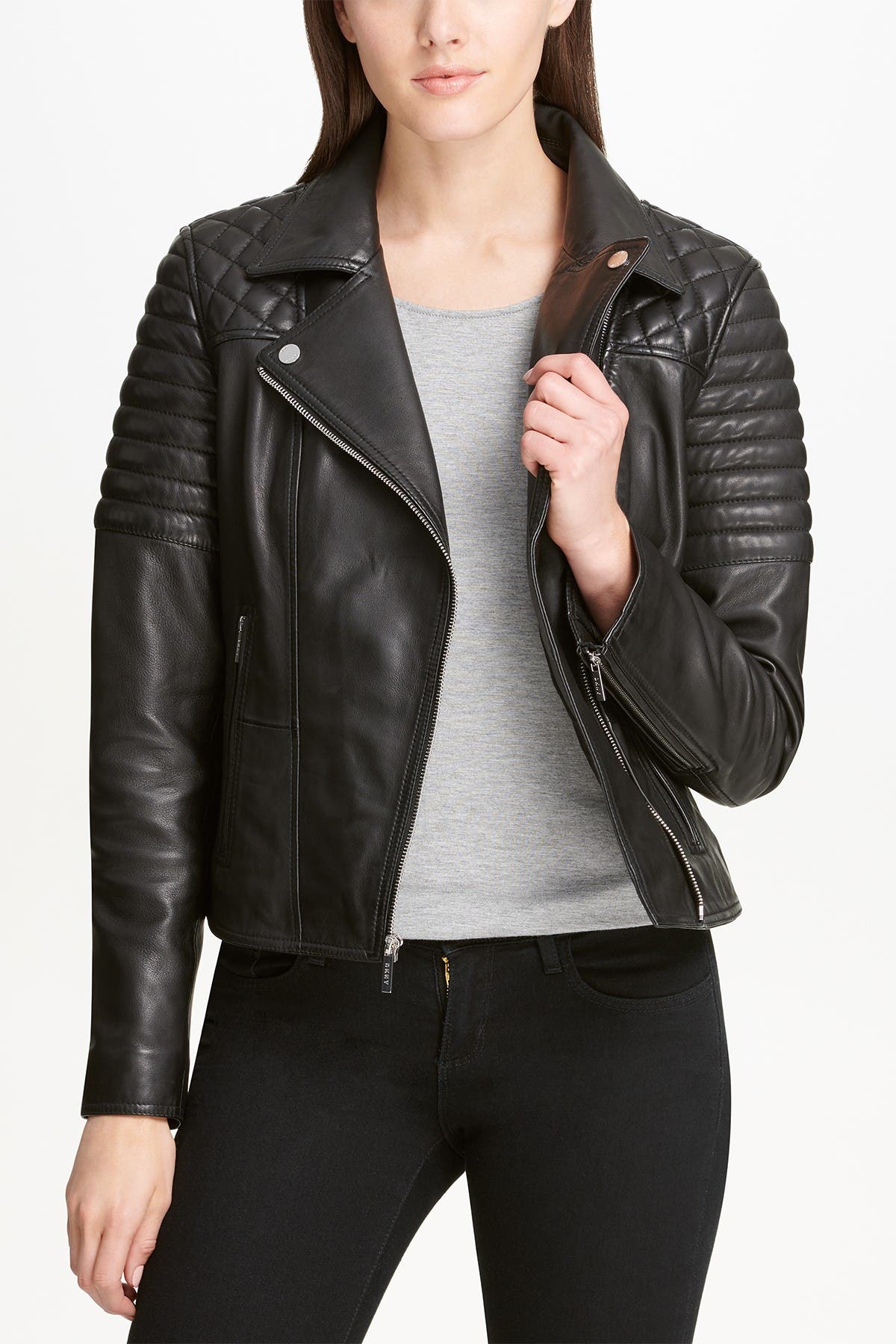 dkny quilted leather jacket