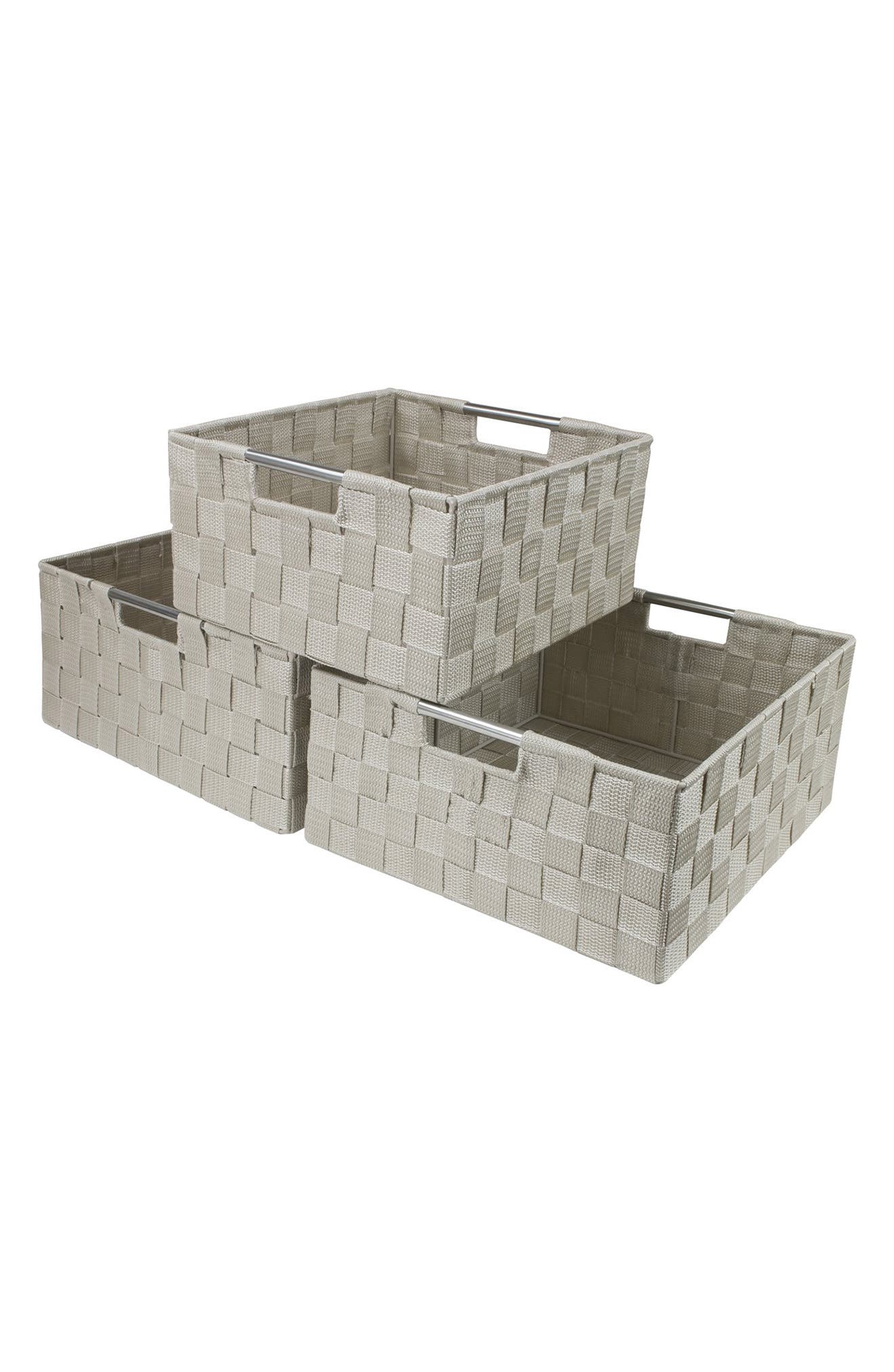 Sorbus Weave 3-piece Stacking Basket Set In Gray