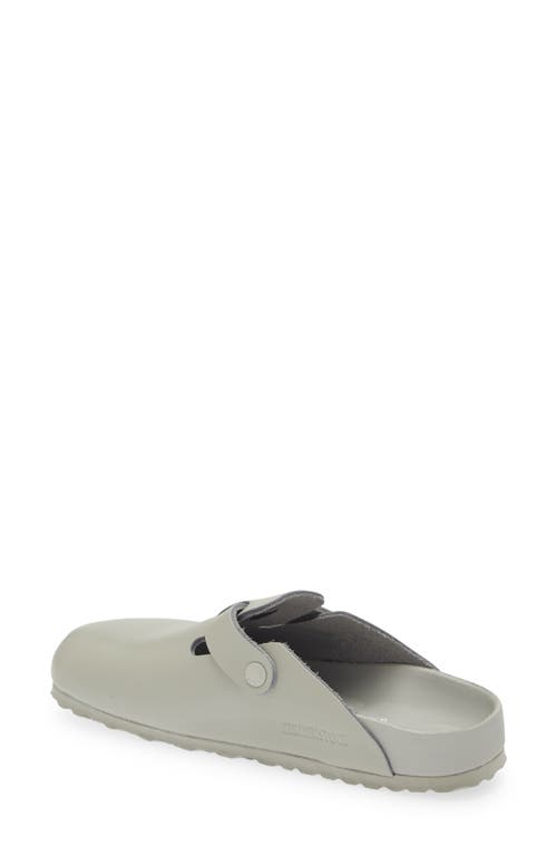 Birkenstock Boston Exquisite Leather Buckle Clogs In Mineral Gray