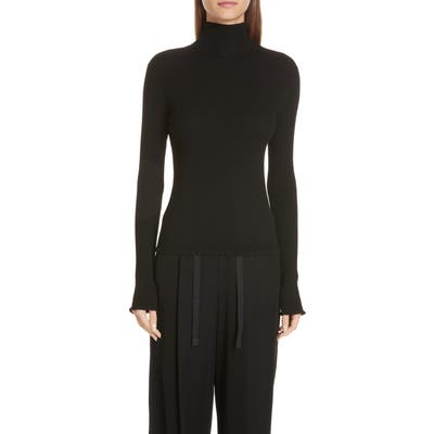 Vince Lettuce Edge Mock Neck Merino Wool Sweater