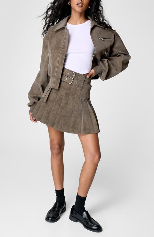 Nasty Gal Oversize Faux Suede Bomber Jacket In Brown