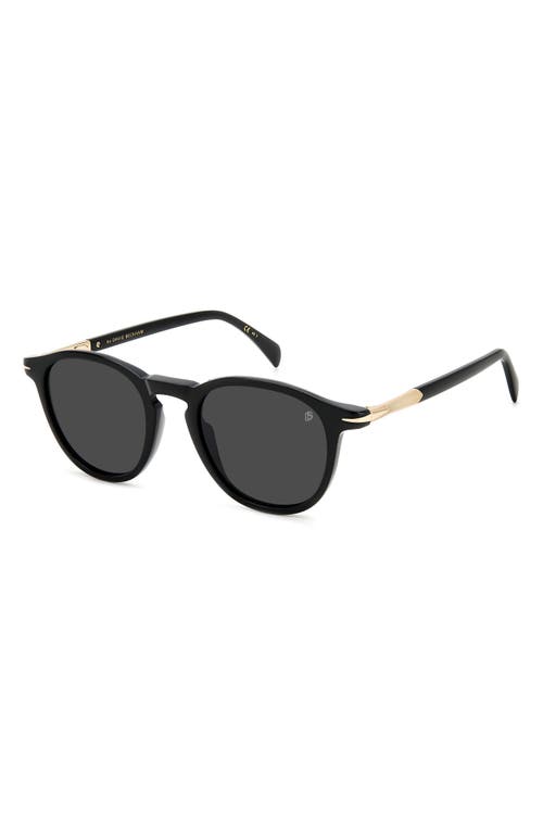 David Beckham Eyewear 49mm Round Sunglasses In Black Gold