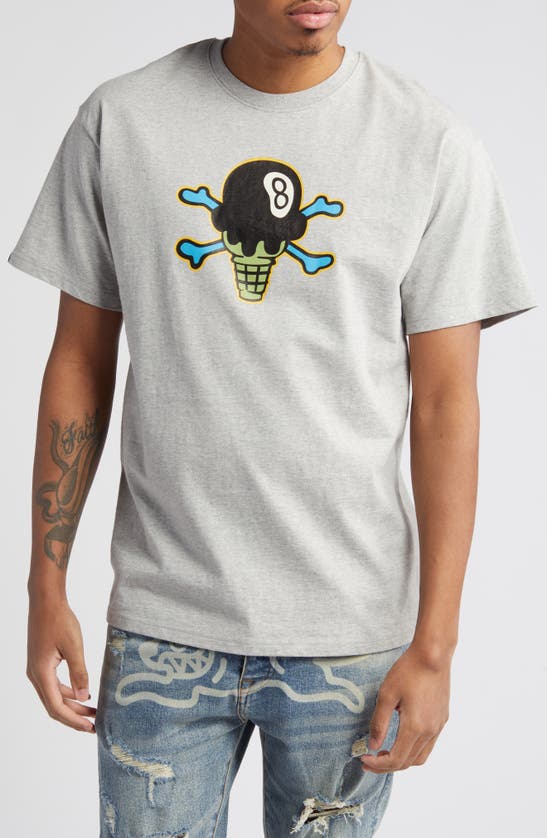 Icecream Eight-ball Cotton Graphic T-shirt In H Gray