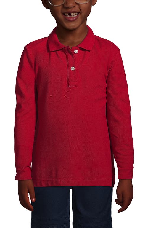 Shop Lands' End School Uniform Girls Long Sleeve Feminine Fit Mesh Polo Shirt In Red