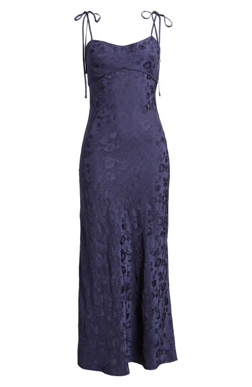 WAYF WAYF AITANA FLORAL TIE STRAP BROCADE DRESS 