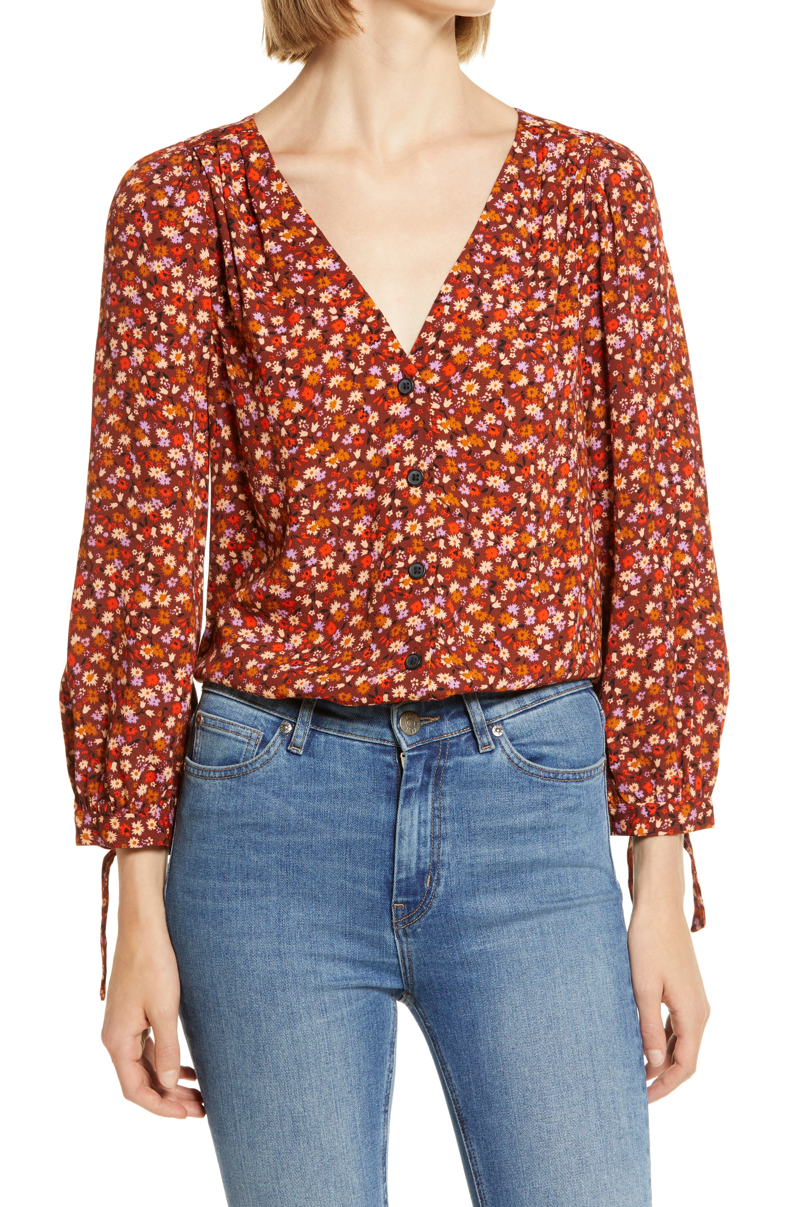 madewell tie sleeve sweater