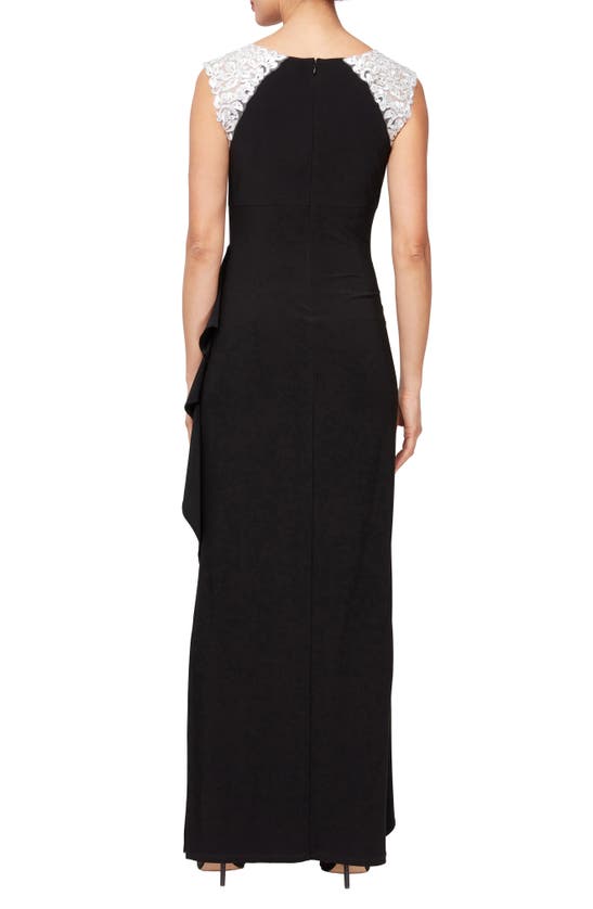 Shop Alex Evenings Embroidered Body-con Gown In Black White