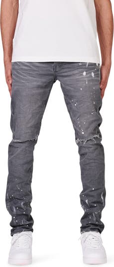 Purple Brand Black Denim Jeans - Distressed Paint Splatter Design