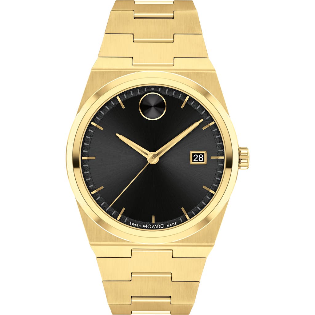 Movado Quest Bracelet Watch, 40mm In Black/yellow Gold