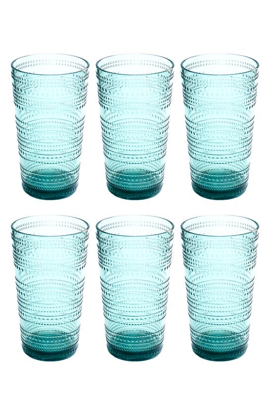 Tarhong Beaded Jumbo Cobalt Glasses, Set Of 6 In Green