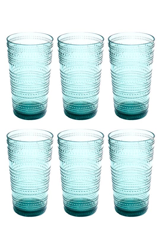 Tarhong Beaded Set Of 6 Jumbo Drinking Glasses In Blue