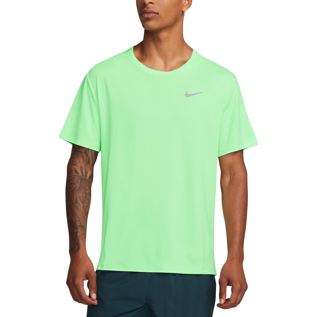 Nike Dri-fit Uv Miler Short Sleeve Running Top In Green