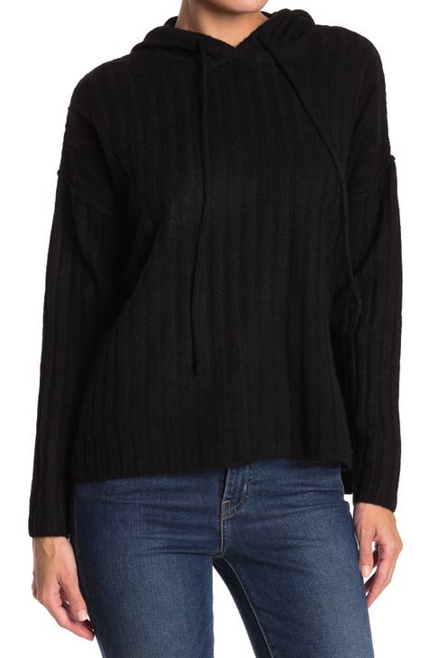 Hooded Ribbed Pullover Sweater