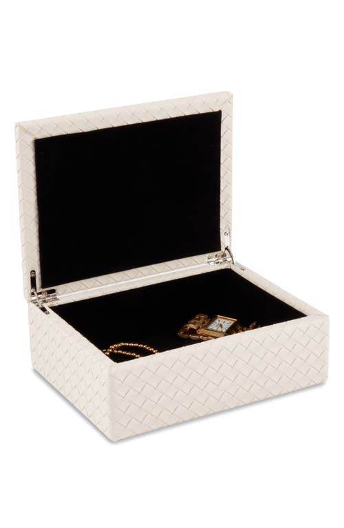 Bey-berk Anastasia Woven Leather Trinket Box In Cream