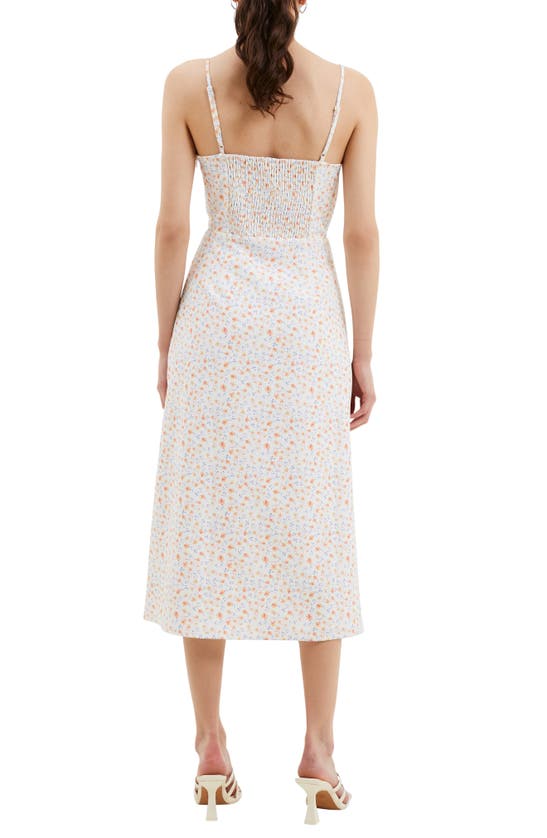 French Connection Sleeveless Ruffle Trim Midi Dress In Summer White Camill