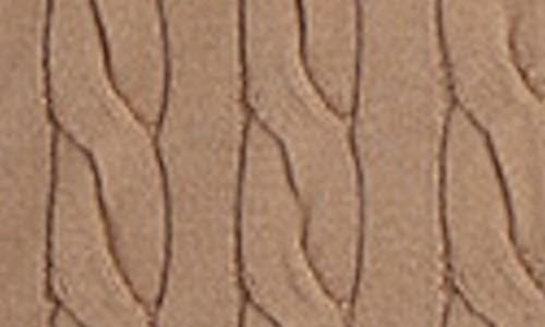 Shop Minnie Rose Frayed V-neck Cable Knit Cotton Cardigan In Brown Sugar