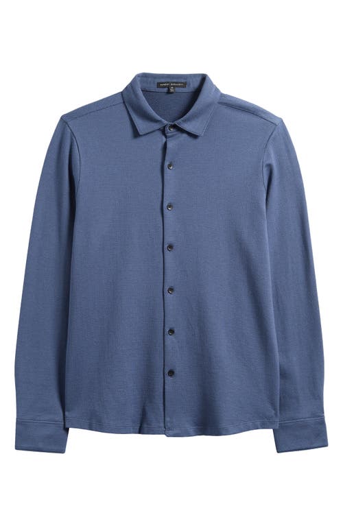 Robert Barakett Pine Creek Knit Cotton Button-Up Shirt in Blue 