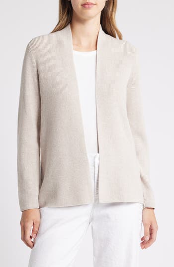 EILEEN FISHER Maple Oat Simple Open Cardigan Tencel Organic Cotton Size shops Medium