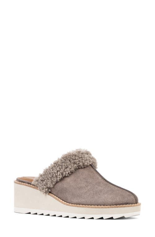 Donald Pliner Wedge Genuine Shearling Cuff Mule in Dark Grey 