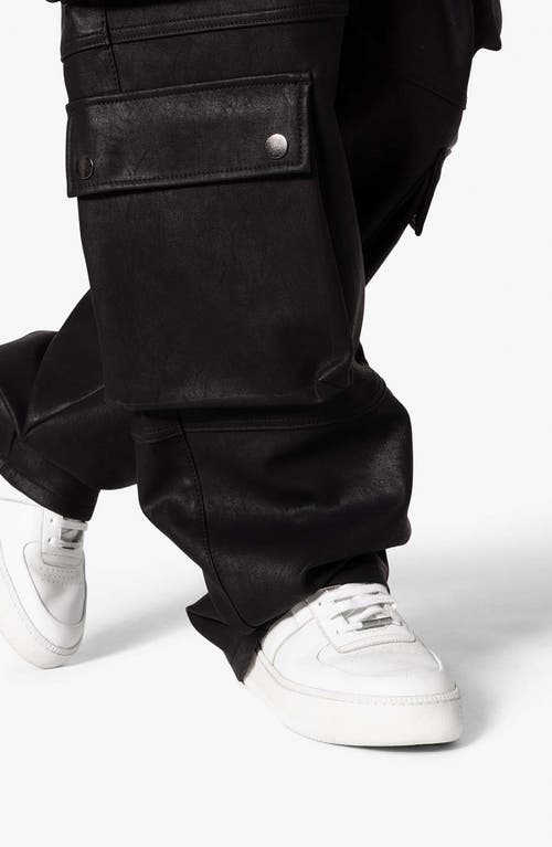 Mnml Ultra Baggy Faux Leather Cargo Pants In Black