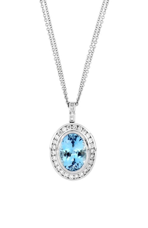 Oval Aquamarine Pendant Necklace in White Gold