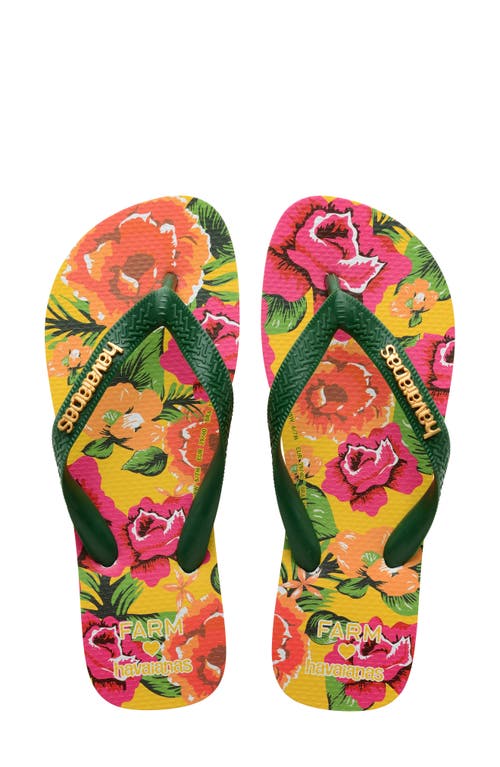 Havaianas X Farm Rio Flip Flop In Yellow Pop
