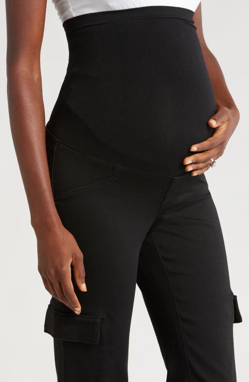 1822 Denim Over The Bump Cargo Bootcut Maternity Pants In Black