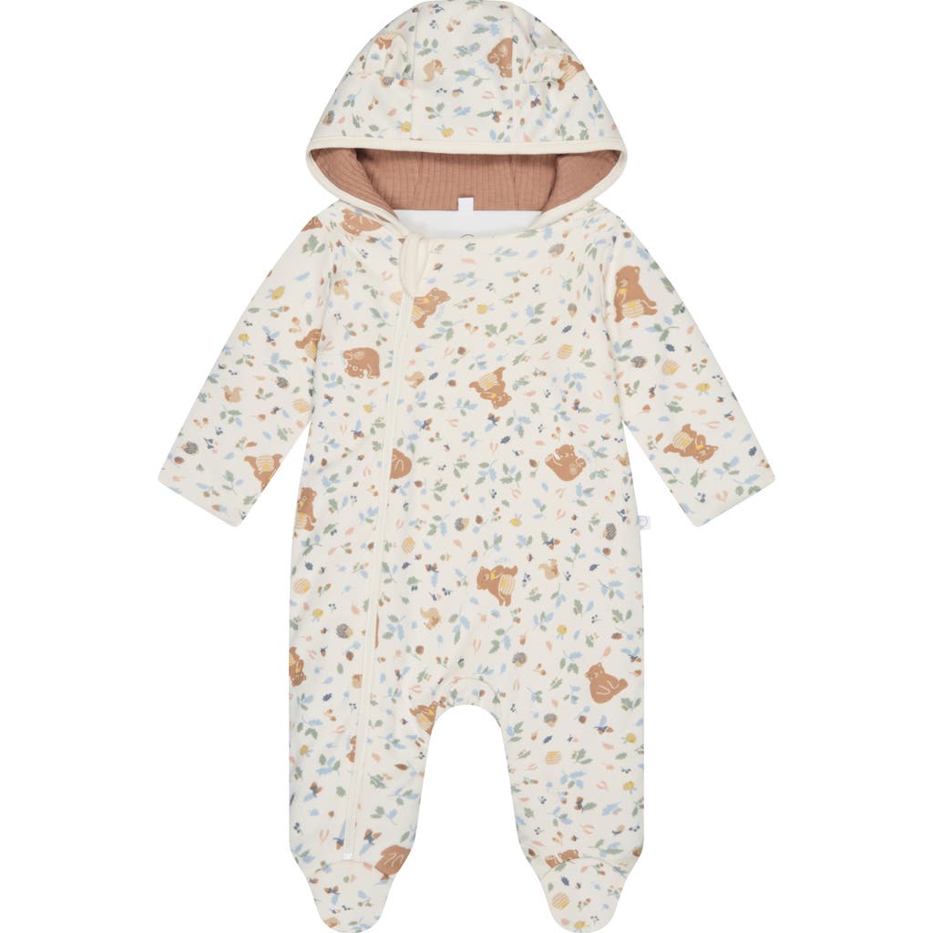 Mori Bear Print Hooded Jumpsuit In Honey Bear Print