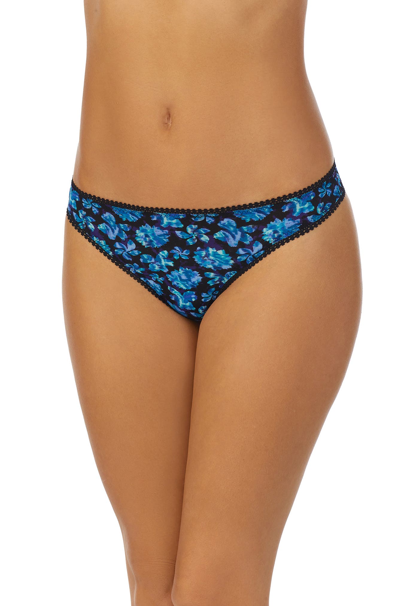 Wild Lovers Remy poly satin micro thong in floral - MULTI